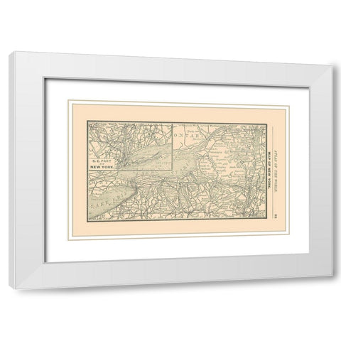 New York - Alden 1886 White Modern Wood Framed Art Print with Double Matting by Alden