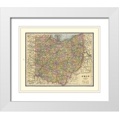 Ohio - Cram 1888 White Modern Wood Framed Art Print with Double Matting by Cram