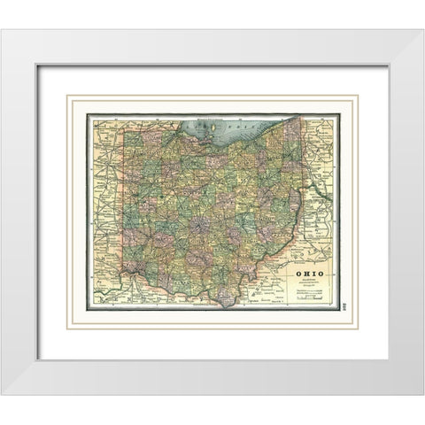 Ohio - Johnson 1888 White Modern Wood Framed Art Print with Double Matting by Johnson