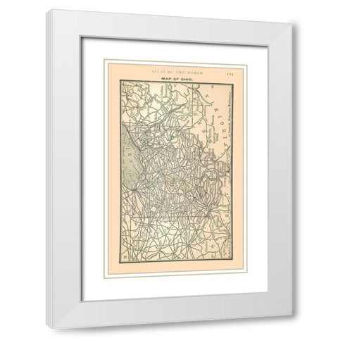 Ohio - Alden 1886 White Modern Wood Framed Art Print with Double Matting by Alden