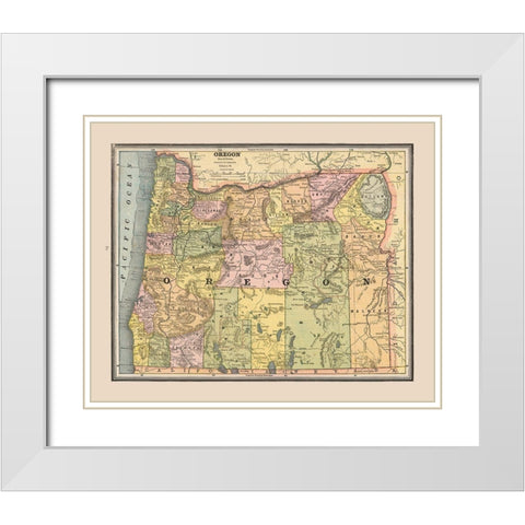 Oregon, United States - Cram 1888 White Modern Wood Framed Art Print with Double Matting by Cram