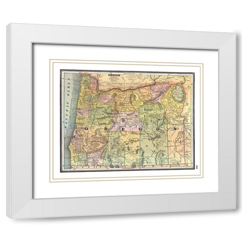 Oregon - Johnson 1888 White Modern Wood Framed Art Print with Double Matting by Johnson
