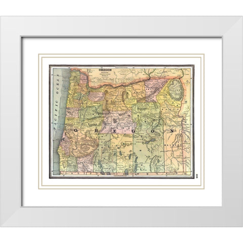 Oregon - Johnson 1888 White Modern Wood Framed Art Print with Double Matting by Johnson