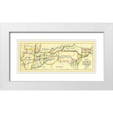 Peru and Indianapolis Railroad - Leefe 1856 White Modern Wood Framed Art Print with Double Matting by Leefe