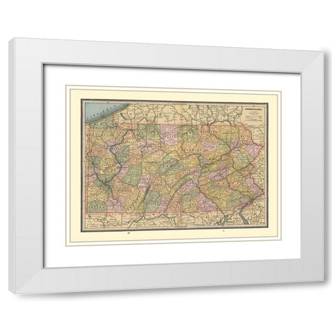 Pennsylvania - Cram 1888 White Modern Wood Framed Art Print with Double Matting by Cram