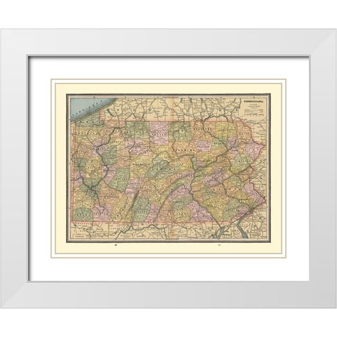 Pennsylvania - Cram 1888 White Modern Wood Framed Art Print with Double Matting by Cram