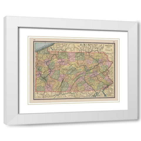 Pennsylvania - Johnson 1888 White Modern Wood Framed Art Print with Double Matting by Johnson