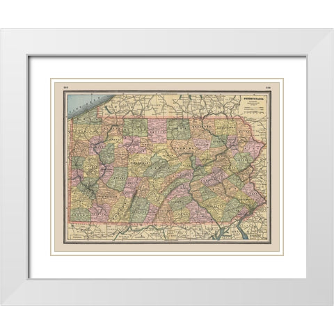 Pennsylvania - Johnson 1888 White Modern Wood Framed Art Print with Double Matting by Johnson