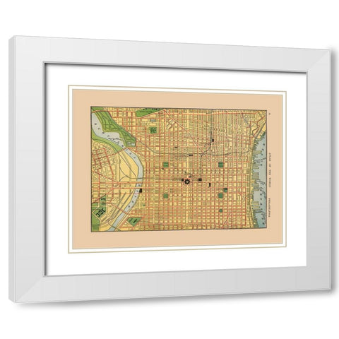 Philadelphia Pennsylvania - Hammond 1910 White Modern Wood Framed Art Print with Double Matting by Hammond