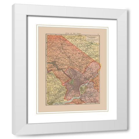 Philadelphia Pennsylvania - Hammond 1910 White Modern Wood Framed Art Print with Double Matting by Hammond