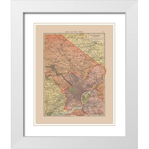 Philadelphia Pennsylvania - Hammond 1910 White Modern Wood Framed Art Print with Double Matting by Hammond