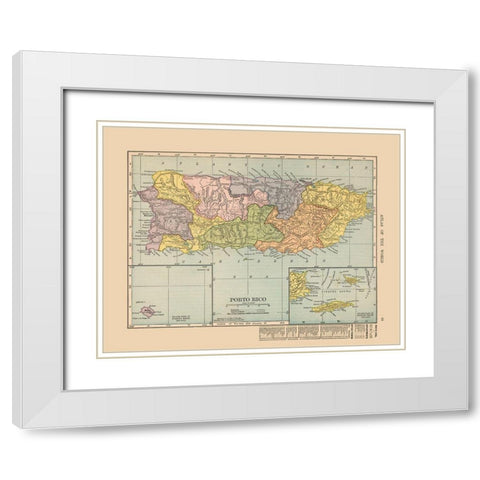 Central America Puerto Rico - Hammond 1910 White Modern Wood Framed Art Print with Double Matting by Hammond