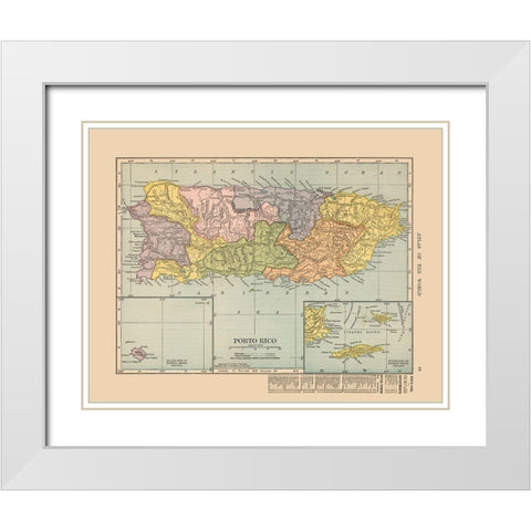Central America Puerto Rico - Hammond 1910 White Modern Wood Framed Art Print with Double Matting by Hammond