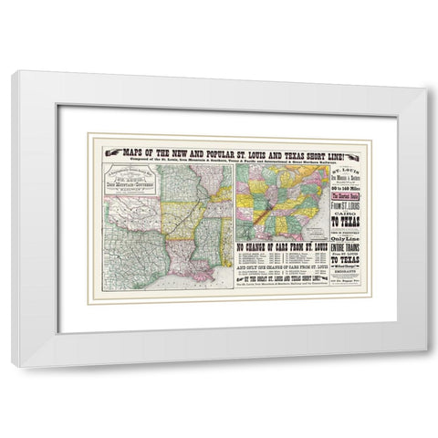 St Louis - Iron Mountain Rail- Wooward 1882 White Modern Wood Framed Art Print with Double Matting by Wooward