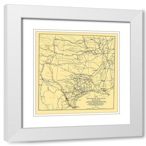 Rio Grande and Pecos Railway - Bien 1882 White Modern Wood Framed Art Print with Double Matting by Bien