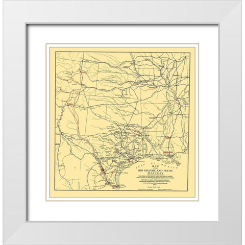 Rio Grande and Pecos Railway - Bien 1882 White Modern Wood Framed Art Print with Double Matting by Bien