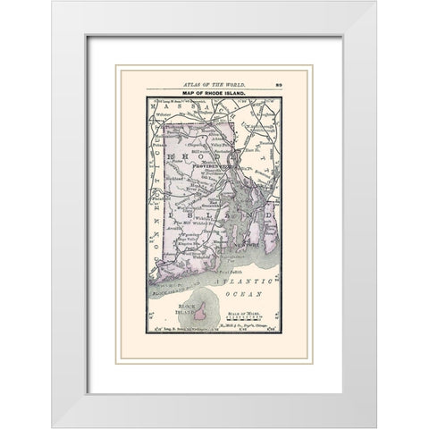 Rhode Island - Alden 1886 White Modern Wood Framed Art Print with Double Matting by Alden