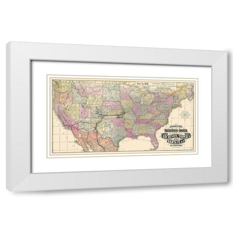 Atchison, Topeka and Santa Fe Railroad 1881 White Modern Wood Framed Art Print with Double Matting by Rand McNally