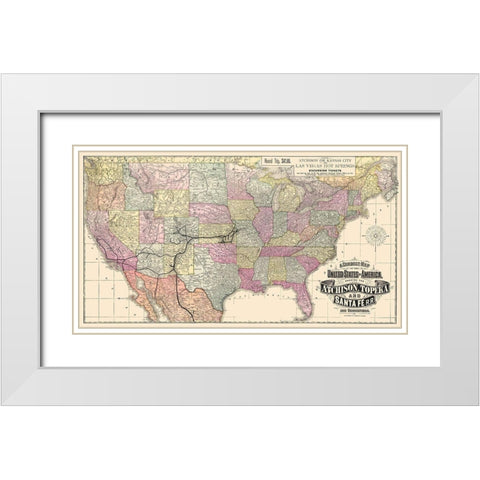 Atchison, Topeka and Santa Fe Railroad 1881 White Modern Wood Framed Art Print with Double Matting by Rand McNally