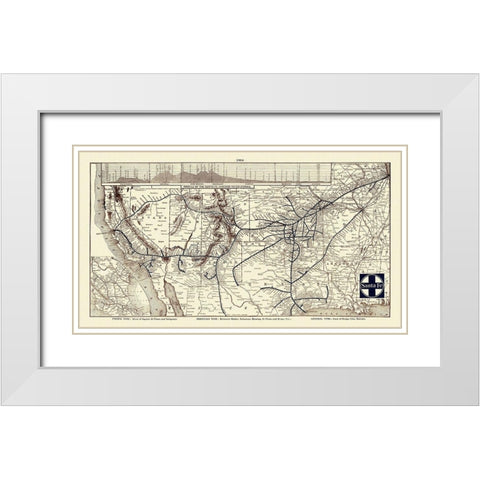 Santa Fe Railroad, Chicago to California 1904 White Modern Wood Framed Art Print with Double Matting by Poole