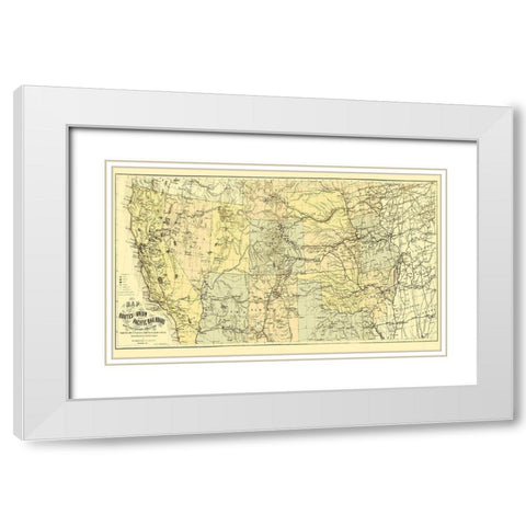 Union Pacific with Eastern Connections 1867 White Modern Wood Framed Art Print with Double Matting by Keeler