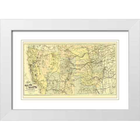 Union Pacific with Eastern Connections 1867 White Modern Wood Framed Art Print with Double Matting by Keeler