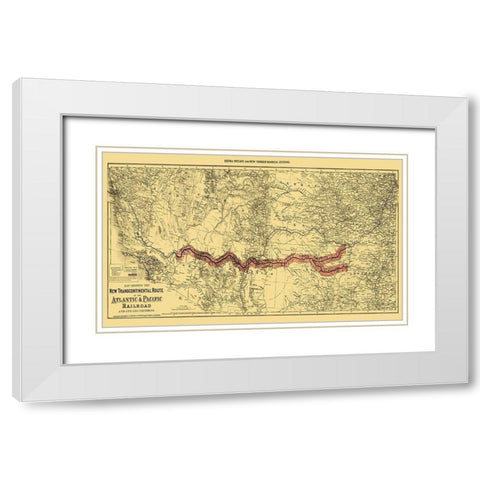 Atlantic and Pacific Railroad and Connections 1883 White Modern Wood Framed Art Print with Double Matting by Colton