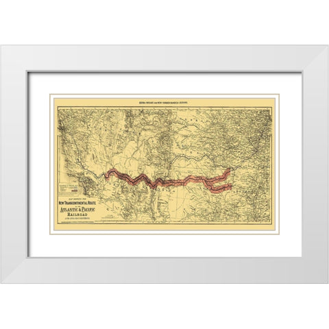 Atlantic and Pacific Railroad and Connections 1883 White Modern Wood Framed Art Print with Double Matting by Colton