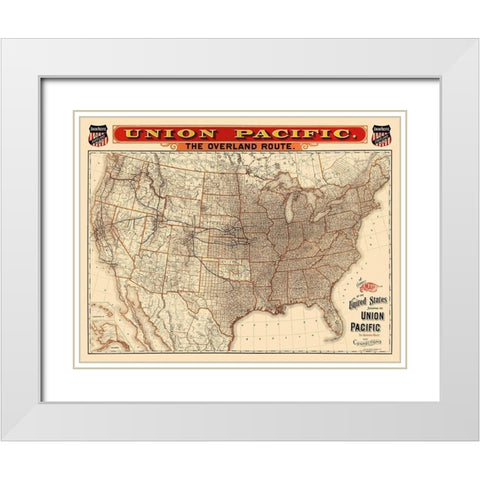 Union Pacific Railroad - Knight 1892 White Modern Wood Framed Art Print with Double Matting by Knight