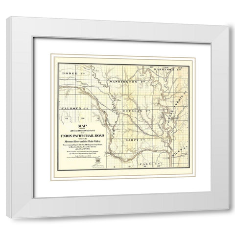 Union Pacific, Missouri River, Platte Valley - White Modern Wood Framed Art Print with Double Matting by Unknown