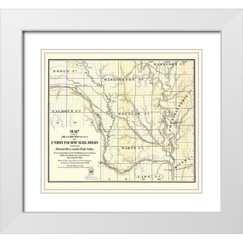 Union Pacific, Missouri River, Platte Valley - White Modern Wood Framed Art Print with Double Matting by Unknown