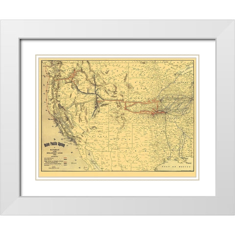 Union Pacific Railroad and Steamship Lines 1900 White Modern Wood Framed Art Print with Double Matting by Rand McNally