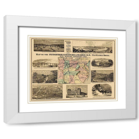 Pittsburgh, Cincinnati and St. Louis RR - 1876 White Modern Wood Framed Art Print with Double Matting by Unknown