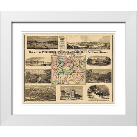 Pittsburgh, Cincinnati and St. Louis RR - 1876 White Modern Wood Framed Art Print with Double Matting by Unknown