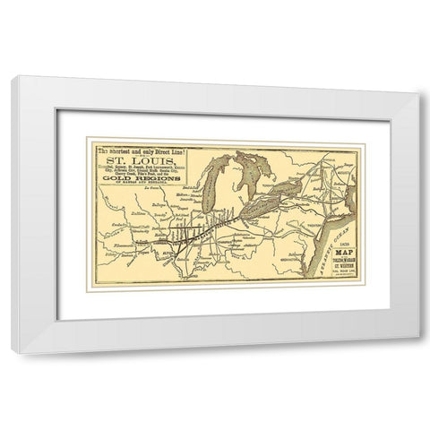 Toledo, Wabash and Gt Western Railroad Line 1859 White Modern Wood Framed Art Print with Double Matting by Unknown