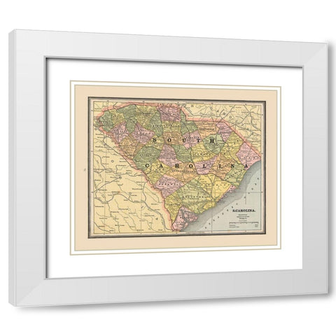 South Carolina, United States - Cram 1888 White Modern Wood Framed Art Print with Double Matting by Cram