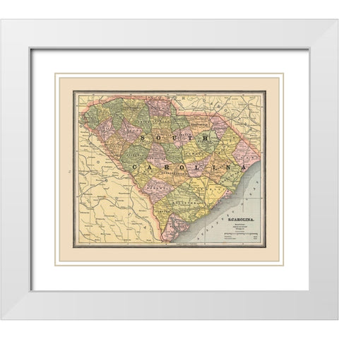 South Carolina, United States - Cram 1888 White Modern Wood Framed Art Print with Double Matting by Cram