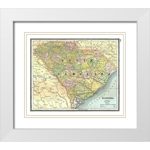 South Carolina - Johnson 1888 White Modern Wood Framed Art Print with Double Matting by Johnson
