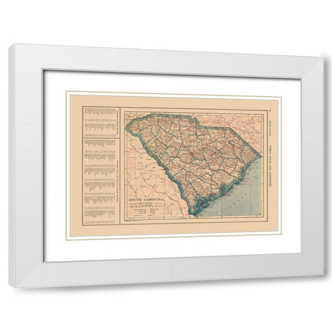 South Carolina - Reynold 1921 White Modern Wood Framed Art Print with Double Matting by Reynold