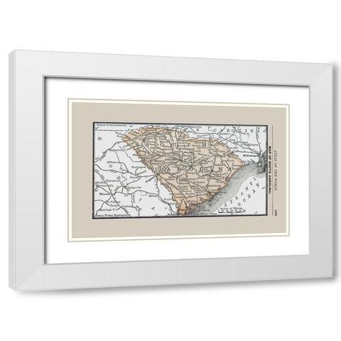 South Carolina - Alden 1886 White Modern Wood Framed Art Print with Double Matting by Alden