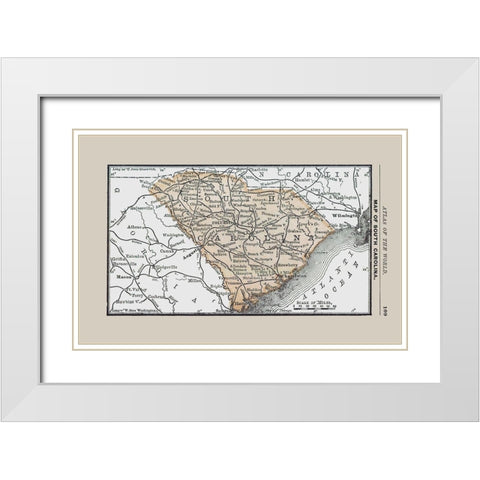 South Carolina - Alden 1886 White Modern Wood Framed Art Print with Double Matting by Alden