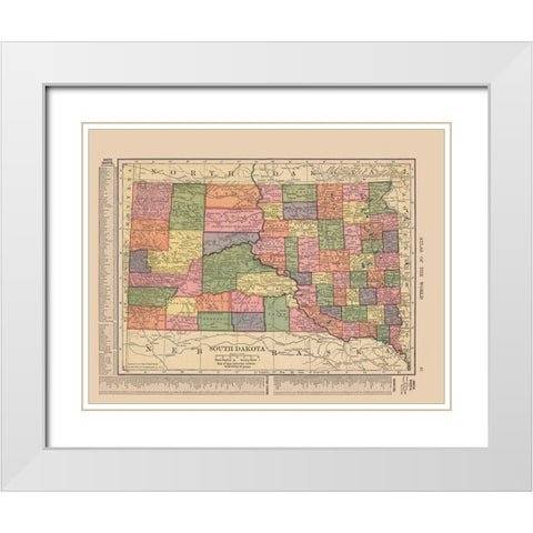 South Dakota - Hammond 1910 White Modern Wood Framed Art Print with Double Matting by Hammond