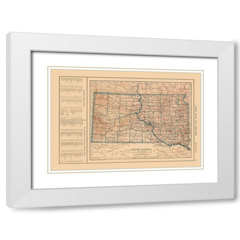 South Dakota - Reynold 1921 White Modern Wood Framed Art Print with Double Matting by Reynold