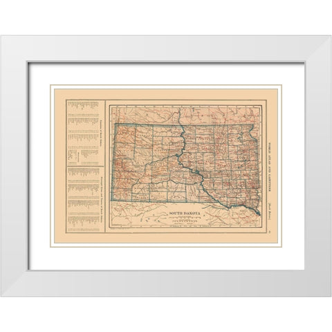 South Dakota - Reynold 1921 White Modern Wood Framed Art Print with Double Matting by Reynold