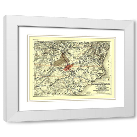 Consolidated Southern Railway - Colton 1883 White Modern Wood Framed Art Print with Double Matting by Colton