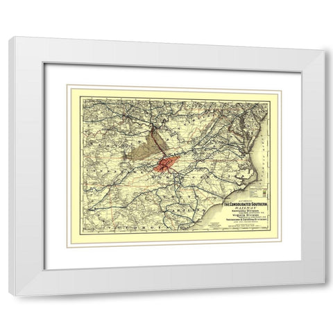 Norfolk and Cincinnati Railroad - Colton 1883 White Modern Wood Framed Art Print with Double Matting by Colton