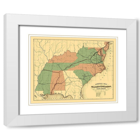 Orange and Alexandria Railroad - Ackerman 1851 White Modern Wood Framed Art Print with Double Matting by Ackerman
