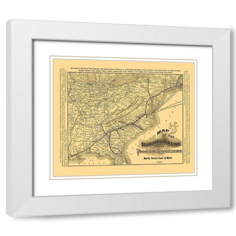 Seaboard Air Line Railroad - Rand McNally 1896 White Modern Wood Framed Art Print with Double Matting by Rand McNally