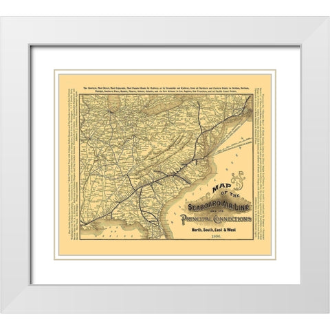 Seaboard Air Line Railroad - Rand McNally 1896 White Modern Wood Framed Art Print with Double Matting by Rand McNally