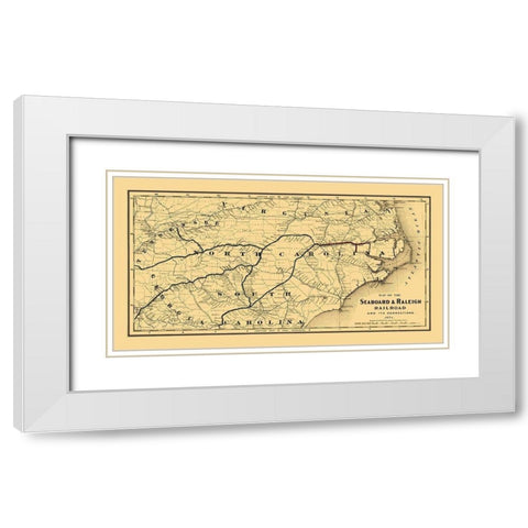 Seaboard and Raleigh Railroad - Colton 1874 White Modern Wood Framed Art Print with Double Matting by Colton